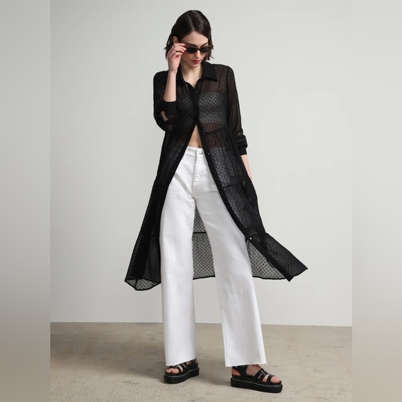 Express Tops - Express Black Button Down Shirt